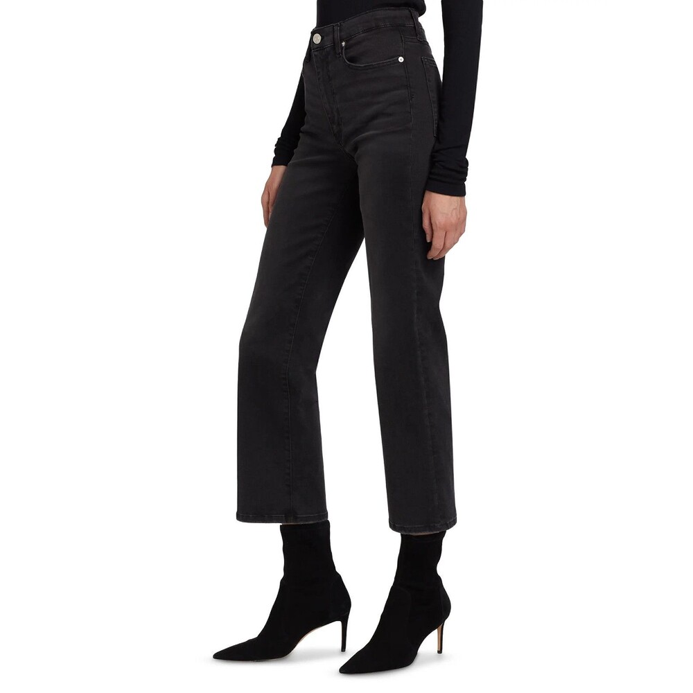 New Frame Womens Le Sleek Straight Leg Crop Jeans Kerry Black Wash Size 26x28